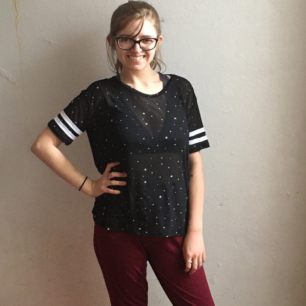 Black and white sheer with stars shirt